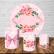 PAINEL E TRIO FLORAL ROSA