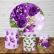 PAINEL E TRIO FLORAL ROXO LILÁS