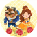 PAINEL REDONDO BELA E A FERA CUTE