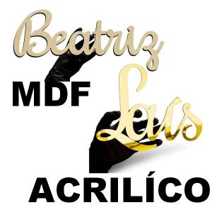 Nome  Mdf  cru ou Acrilico Dourado      