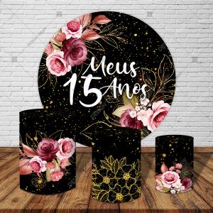 PAINEL E TRIO 15 ANOS TECIDO   MALHA  PREMIUM  
