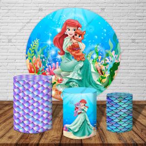 PAINEL E TRIO  ARIEL/PEQUENA SEREIA TECIDO 30X30  MALHA  PREMIUM  
