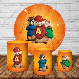 PAINEL E TRIO ALVIN E OS ESQUILOS TECIDO   MALHA  PREMIUM  