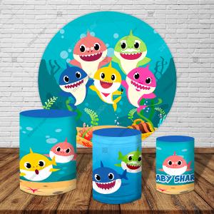 PAINEL E TRIO  BABY SHARK TECIDO 30X30  MALHA  PREMIUM  