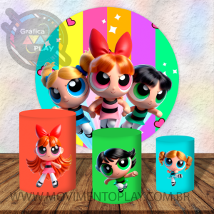 PAINEL E TRIO AS MENINAS SUPER PODEROSAS TECIDO   MALHA  PREMIUM  