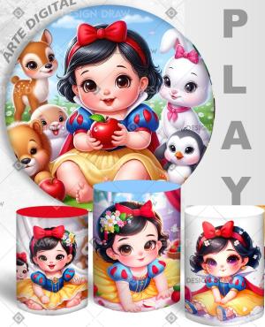 PAINEL E TRIO  BRANCA DE NEVE TECIDO   MALHA  PREMIUM  