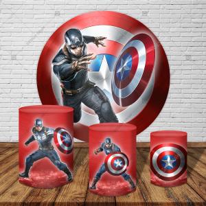 PAINEL E TRIO  CAPITÃO AMERICA TECIDO 30X30  MALHA  PREMIUM  