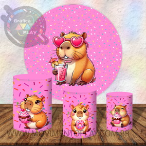 PAINEL E TRIO CAPIVARA TECIDO   MALHA  PREMIUM  