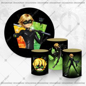 PAINEL E TRIO CAT NOIR TECIDO   MALHA  PREMIUM  
