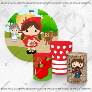 PAINEL E TRIO  Chapelzinho vermelho TECIDO   MALHA  PREMIUM  