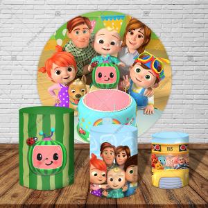 PAINEL E TRIO  COCOMELON TECIDO   MALHA  PREMIUM  