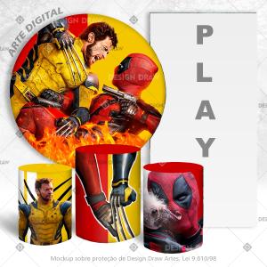 PAINEL E TRIO Deadpool & Wolverine TECIDO   MALHA  PREMIUM  