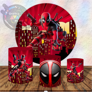PAINEL E TRIO DEADPOOL TECIDO   MALHA  PREMIUM  