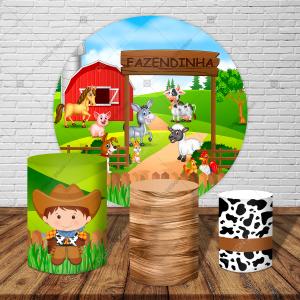 PAINEL E TRIO FAZENDINHA TECIDO   MALHA  PREMIUM  