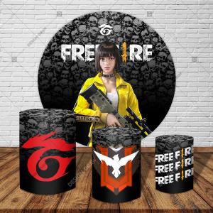 PAINEL E TRIO FREE FIRE TECIDO   MALHA  PREMIUM  