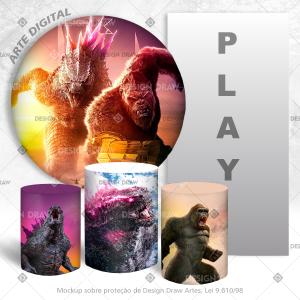 PAINEL E TRIO GODZILLA X KONG TECIDO   MALHA  PREMIUM  