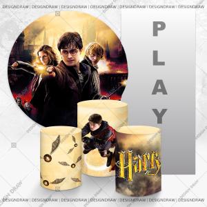 PAINEL E TRIO HARRY POTTER TECIDO   MALHA  PREMIUM  