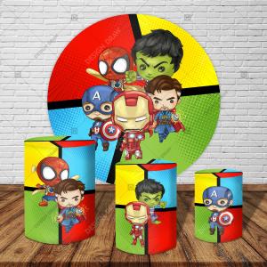PAINEL E TRIO HERÓIS CUTE TECIDO   MALHA  PREMIUM  