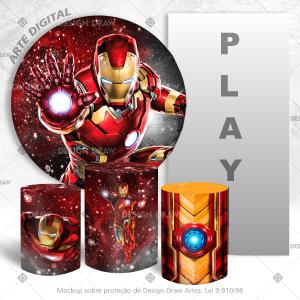 PAINEL E TRIO HOMEM DE FERRO TECIDO   MALHA  PREMIUM  