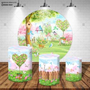 PAINEL E TRIO JARDIM ENCANTADO TECIDO   MALHA  PREMIUM  