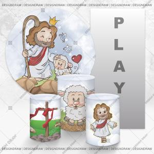 PAINEL E TRIO JESUS TECIDO   MALHA  PREMIUM  