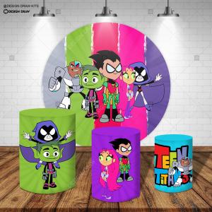 PAINEL E TRIO JOVENS TITANS TECIDO   MALHA  PREMIUM  