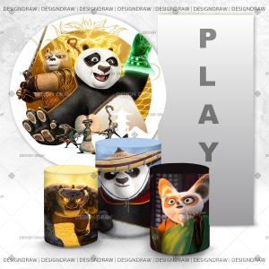 PAINEL E TRIO KUNG FU PANDA TECIDO   MALHA  PREMIUM  