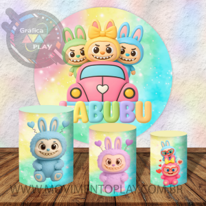 PAINEL E TRIO LABUBU TECIDO   MALHA  PREMIUM  