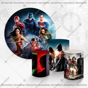 PAINEL E TRIO LIGA DA JUSTIÇA TECIDO   MALHA  PREMIUM  