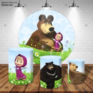 PAINEL E TRIO MASHA E O URSO TECIDO   MALHA  PREMIUM  