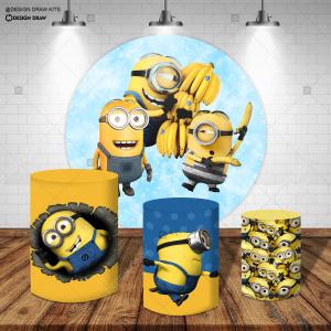 PAINEL E TRIO MINIONS TECIDO   MALHA  PREMIUM  