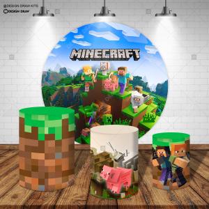PAINEL E TRIO MINECRAFT TECIDO   MALHA  PREMIUM  