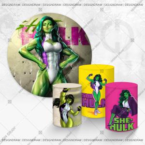 PAINEL E TRIO MULHER HULK TECIDO   MALHA  PREMIUM  