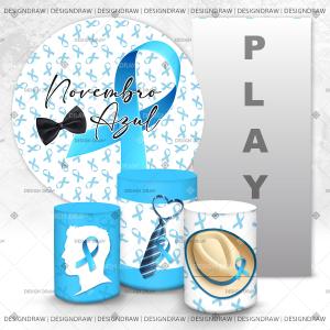 PAINEL E TRIO NOVEMBRO AZUL TECIDO   MALHA  PREMIUM  