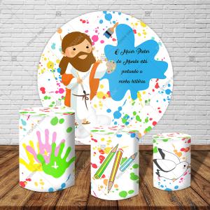 PAINEL E TRIO O MAIOR PINTOR DO MUNDO TECIDO   MALHA  PREMIUM  