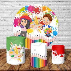 PAINEL E TRIO PINTANDO O 7 TECIDO   MALHA  PREMIUM  