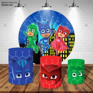 PAINEL E TRIO PJ MASKS TECIDO   MALHA  PREMIUM  