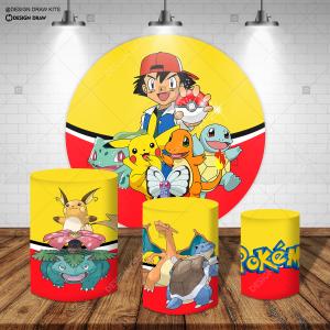 PAINEL E TRIO POKÉMON TECIDO   MALHA  PREMIUM  