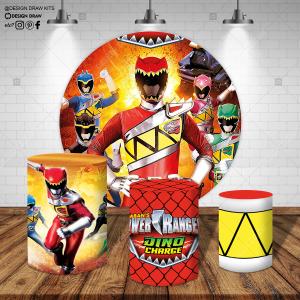 PAINEL E TRIO POWER RANGERS TECIDO   MALHA  PREMIUM  