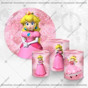 PAINEL E TRIO PRINCESA PEACH TECIDO   MALHA  PREMIUM  