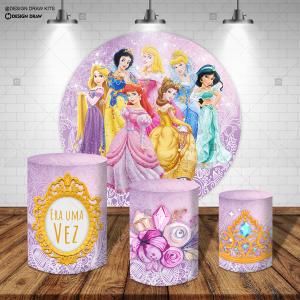 PAINEL E TRIO PRINCESSA DISNEY TECIDO   MALHA  PREMIUM  