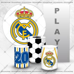PAINEL E TRIO REAL MADRID TECIDO   MALHA  PREMIUM  