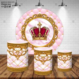 PAINEL E TRIO REALEZA ROSA TECIDO   MALHA  PREMIUM  