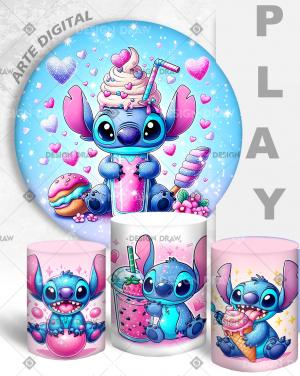 PAINEL E TRIO STITCH TECIDO 30X30  MALHA  PREMIUM  
