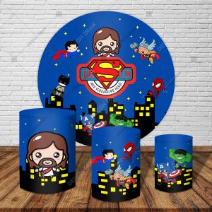 PAINEL E TRIO SUPER JESUS TECIDO   MALHA  PREMIUM  