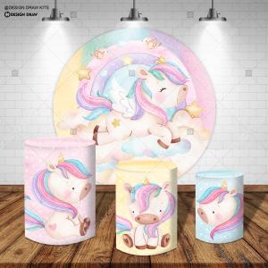 PAINEL E TRIO UNICORNIO TECIDO   MALHA  PREMIUM  