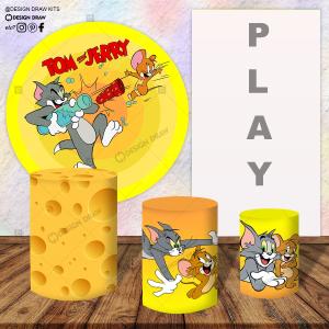 PAINEL E TRIO TOM E JERRY TECIDO   MALHA  PREMIUM  