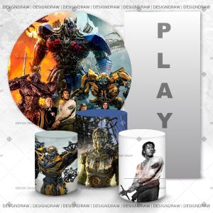 PAINEL E TRIO TRANSFORMERS TECIDO   MALHA  PREMIUM  