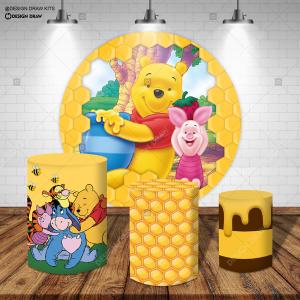 PAINEL E TRIO URSINHO POOH TECIDO   MALHA  PREMIUM  