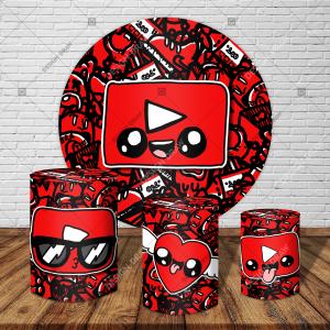 PAINEL E TRIO YOUTUBE TECIDO   MALHA  PREMIUM  